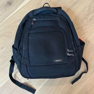 Samsonite Laptop Backpack Travel Work Office Black Pockets Zip TSA EUC